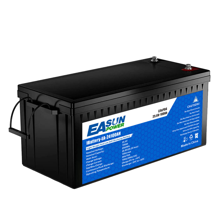 【0% VAT】EASUN 24v 100Ah LifePO4 Lithium Iron Phosphate Battery 25.6V Grade A Parallel