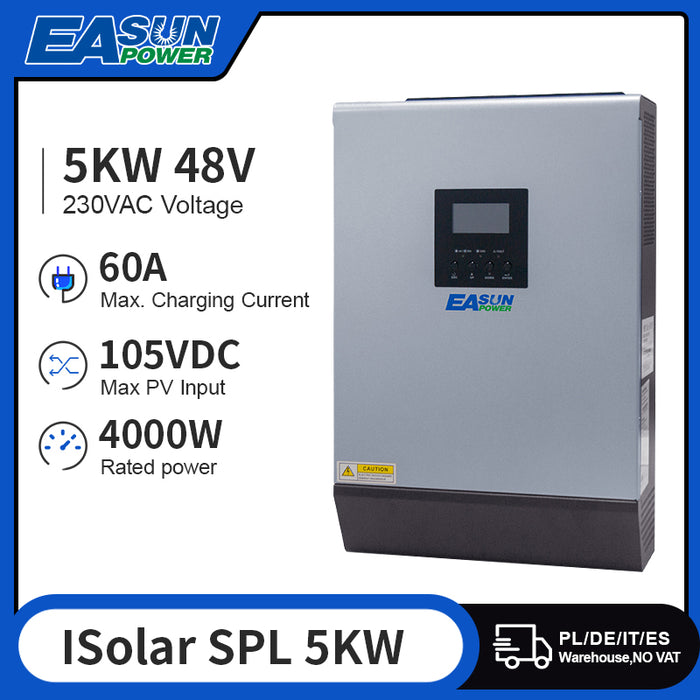 EASUN POWER 5KVA Solar Hybrid Inverter Pure Sine Wave 220VAC Output Solar Inverter Built-in PWM 48V 50A Solar Charge Controller
