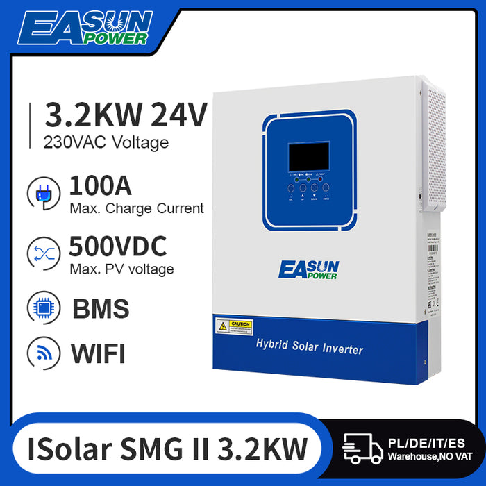 Falownik solarny EASUN Off Grid 3200 W, czysta fala sinusoidalna, wbudowany MPPT 100 A, z Wi-Fi