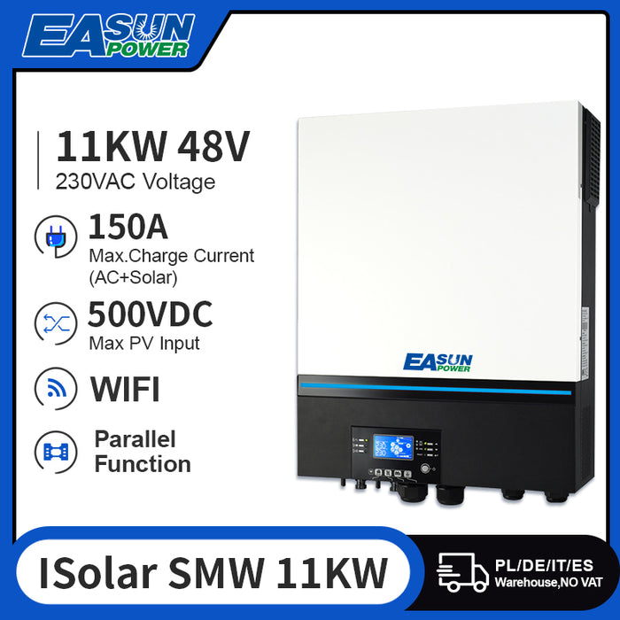 Falownik EASUN POWER SMW 11 kW poza siecią, 2 x 150 A, ładowarka solarna MPPT, wbudowane Wi-Fi