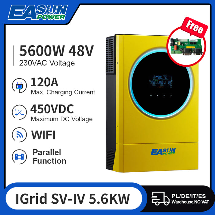 EASUN POWER 5600W Hybrid Solar Inverter MPPT 120A Solar Charger PV Input 6000W