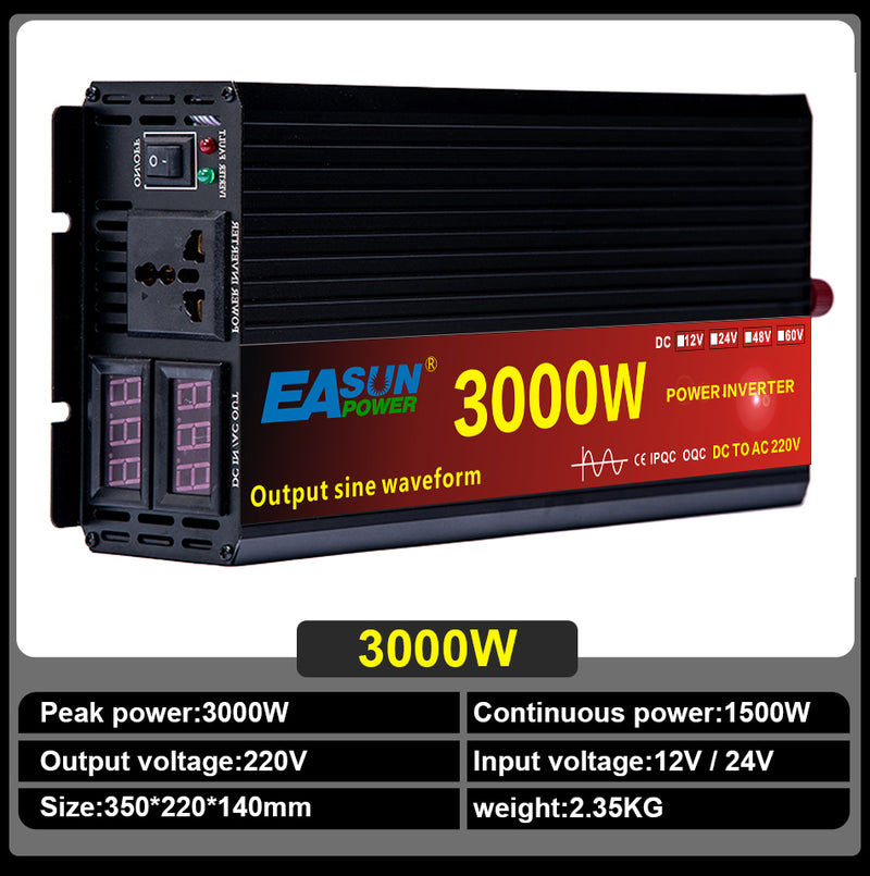 EASUN POWER Pure Sine Wave Inverter DC 12v 24v AC 220v Power 2000W 3000W 4000W  5000W Car Inverter Converte With LED Display