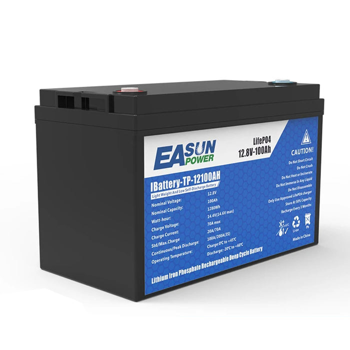EASUN POWER Lifepo4 Lithium Iron Phosphate Battery 12v 100Ah 12.8V Grade A Parallel