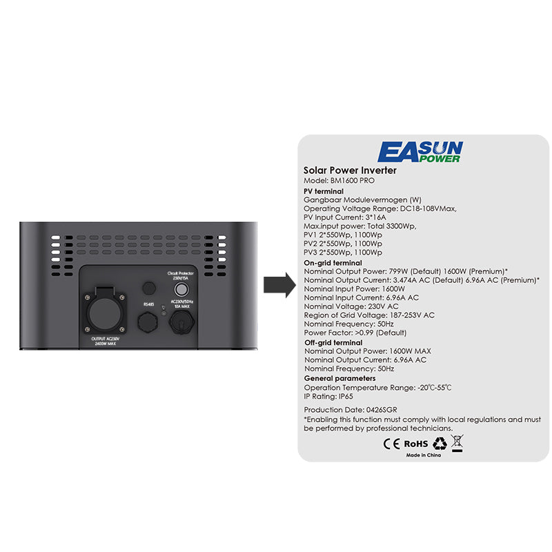 EASUN 1600W Plug & Play Balcony Solar System with Storage | Balkonkraftwerk mit Speicher