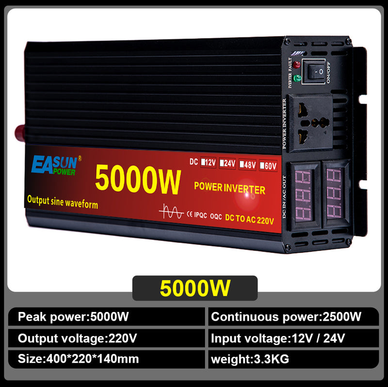 EASUN POWER Pure Sine Wave Inverter DC 12v 24v AC 220v Power 2000W 3000W 4000W  5000W Car Inverter Converte With LED Display