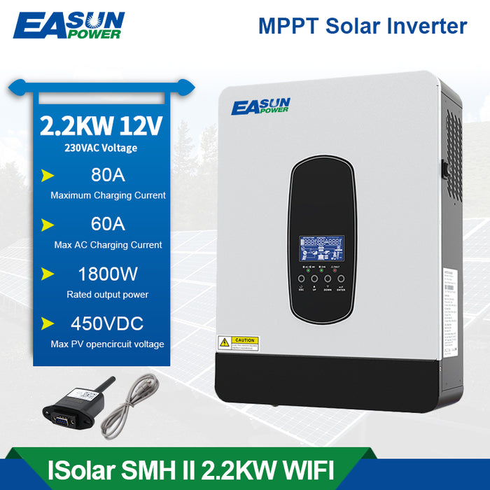 EASUN POWER 2.2KW falownik solarny 12V 220V 50/60Hz czysta fala sinusoidalna hybrydowy falownik 60A PWM regulator ładowania słonecznego sprzęt domowy 