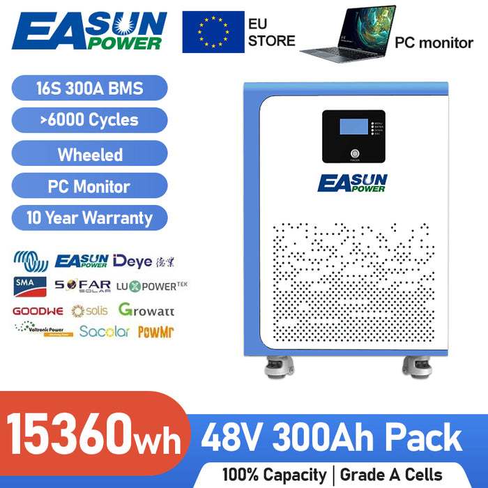 【0% VAT】EASUN 5kwh 10kwh 15kwh 51.2V Lifepo4 Battery 100AH 200AH 300AH Solar Energy Storage Battery