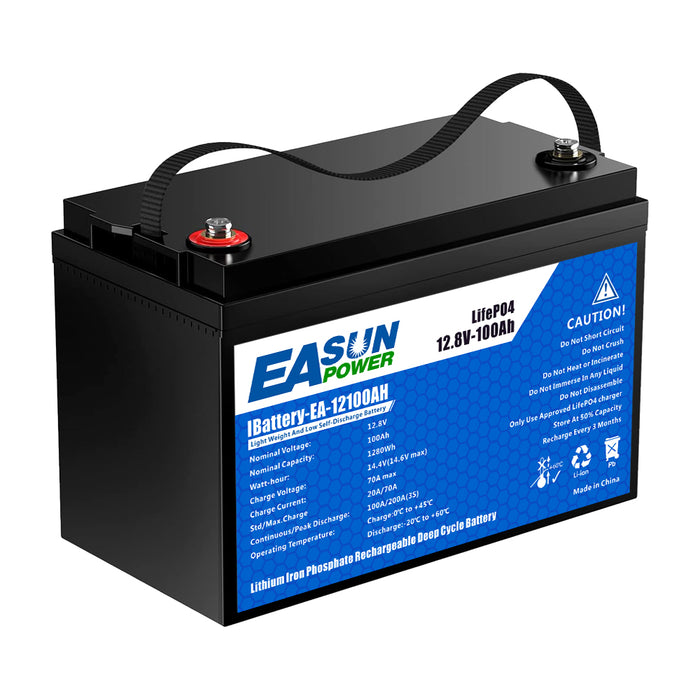 【0% VAT】EASUN POWER Lifepo4 Lithium Iron Phosphate Solar Energy Battery 12v 100Ah 12.8V