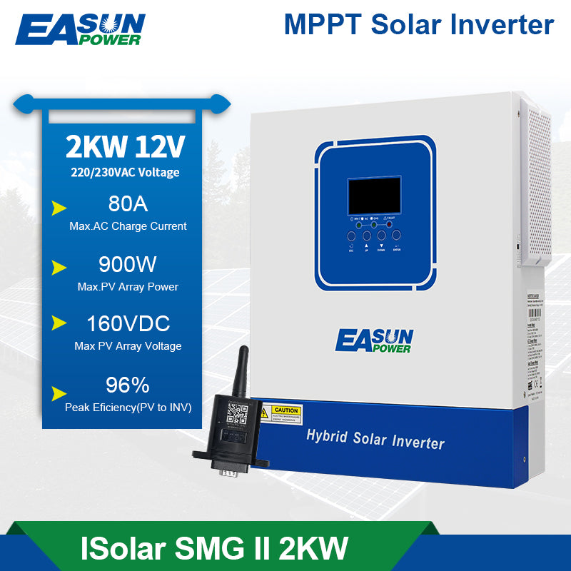 Falownik solarny EASUN Off Grid 3200 W, czysta fala sinusoidalna, wbudowany MPPT 100 A, z Wi-Fi