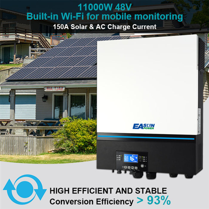 EASUN 11KW Off Grid inverter 150A Double MPPT Input Support Parallel BMS with WIFI