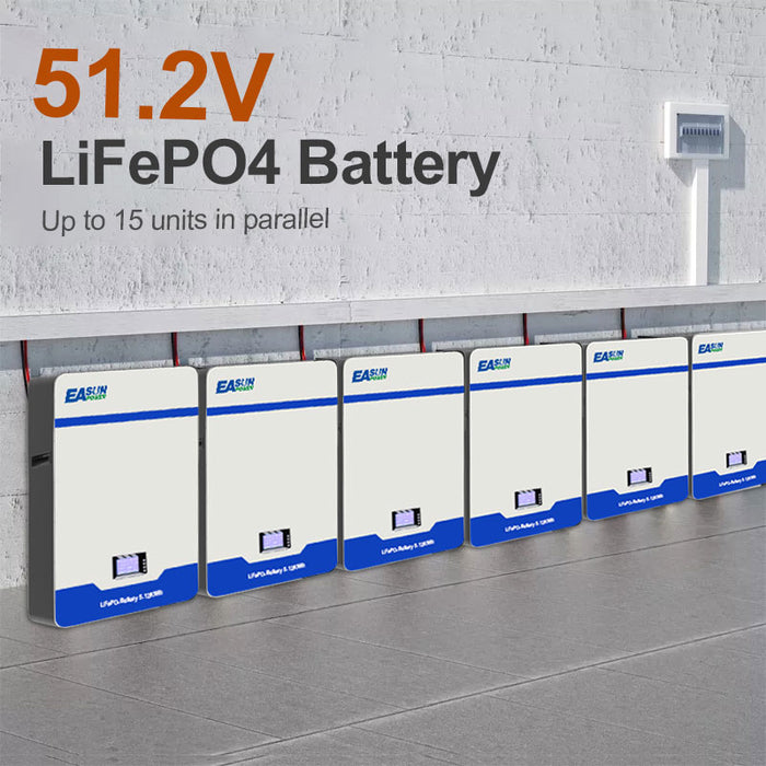 EASUN POWER 48V 51.2.V 200AH LiFePO4 Battery for 51.2V system with BMS system Power Storage Wall--mounted