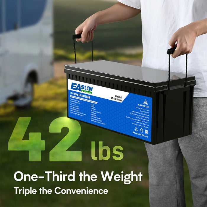 【0% VAT】EASUN 24v 100Ah LifePO4 Lithium Iron Phosphate Battery 25.6V Grade A Parallel