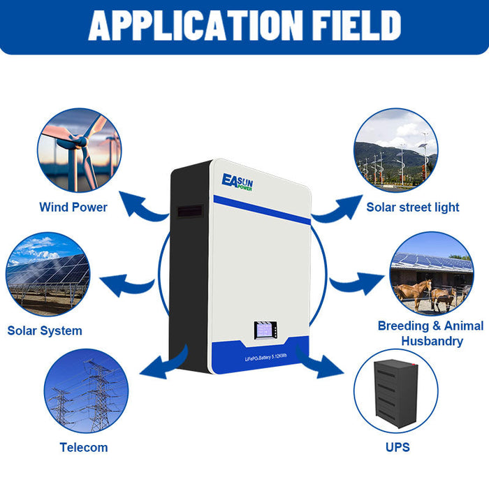 EASUN 5kwh 10kwh Powerwall 48V Lifepo4 Battery 100AH 200AH Solar Energy Storage Battery