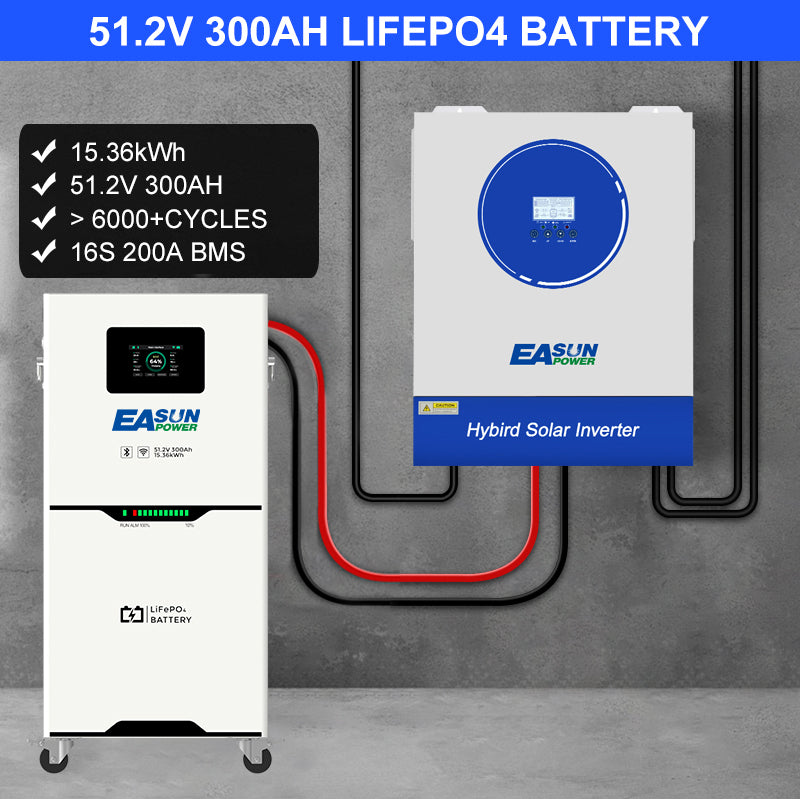 【0% VAT】EASUN 5kwh 10kwh 15kwh 51.2V Lifepo4 Battery 100AH 200AH 300AH Solar Energy Storage Battery