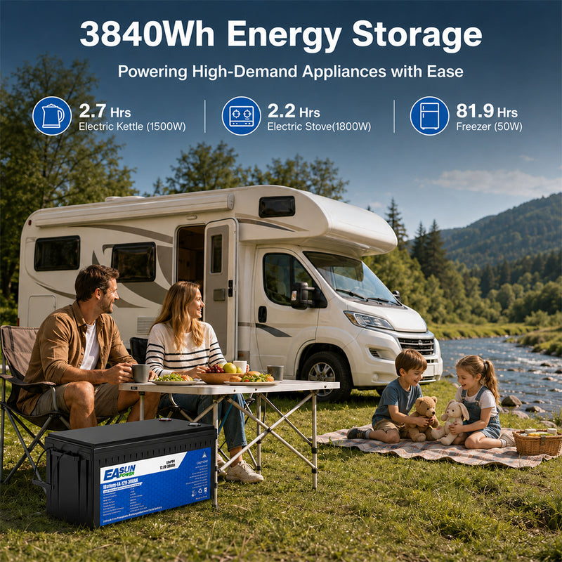 【0% VAT】Easun 12v 300Ah LifePO4 Battery Grade A Parallel and Customizable +5000 Cycle Life