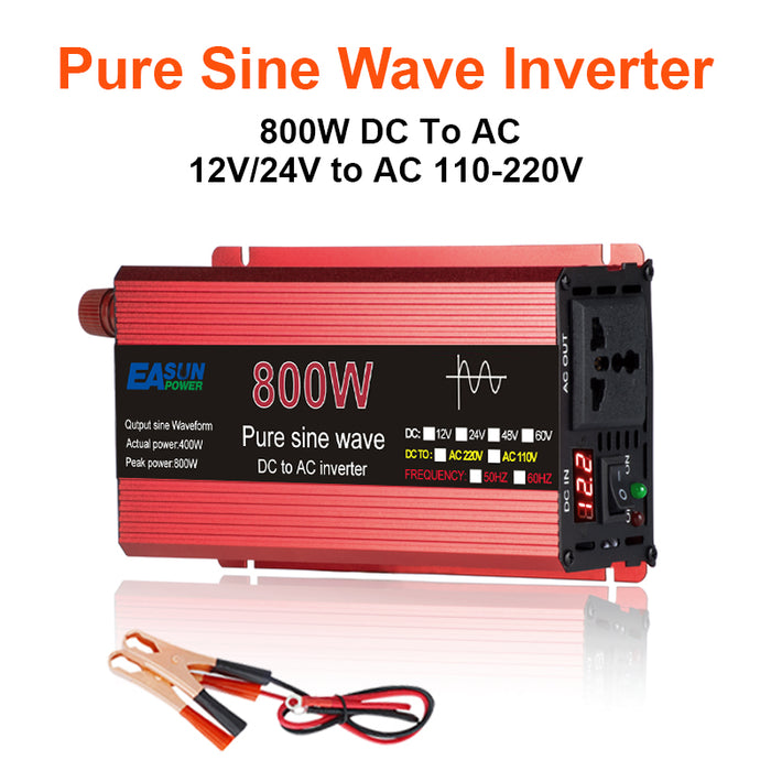 POWLAND 1000W 1600W 2200W 3000W Pure Sine Wave Inverter DC 12V 24V To AC 220V Voltage Transformer Power Converter Solar Car Inverter