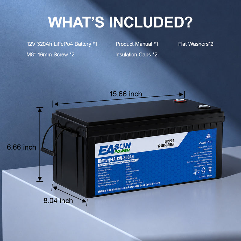 【0% VAT】Easun 12v 300Ah LifePO4 Battery Grade A Parallel and Customizable +5000 Cycle Life