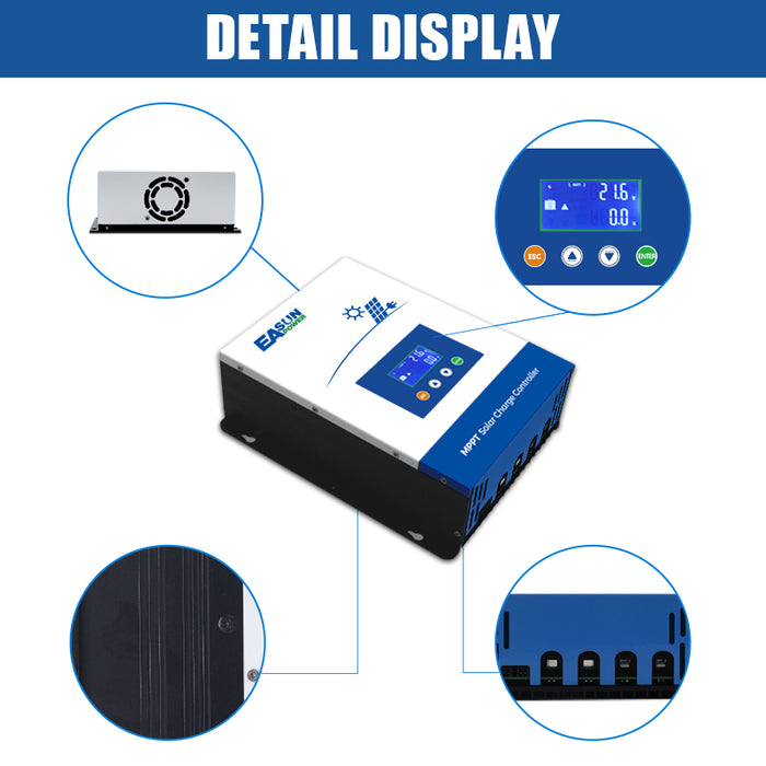 EASUN 60A MPPT Solar Charger Controller 12V 24V 36V 48V Battery PV Input 150VOC