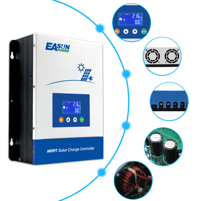 EASUN POWER 80A MPPT Solar Charger Controller 12V 24V 36V 48V Battery PV Input 150VOC