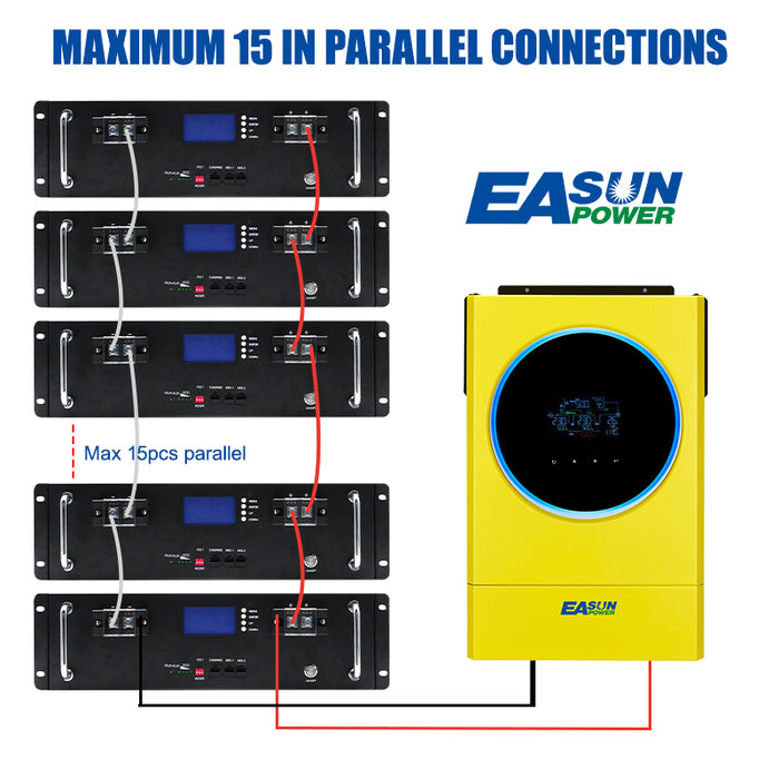 Easun Power 48v 16S 100Ah Lifepo4 Battery Pack Parallel 15p 6000+ Cycle CAN RS485 BMS