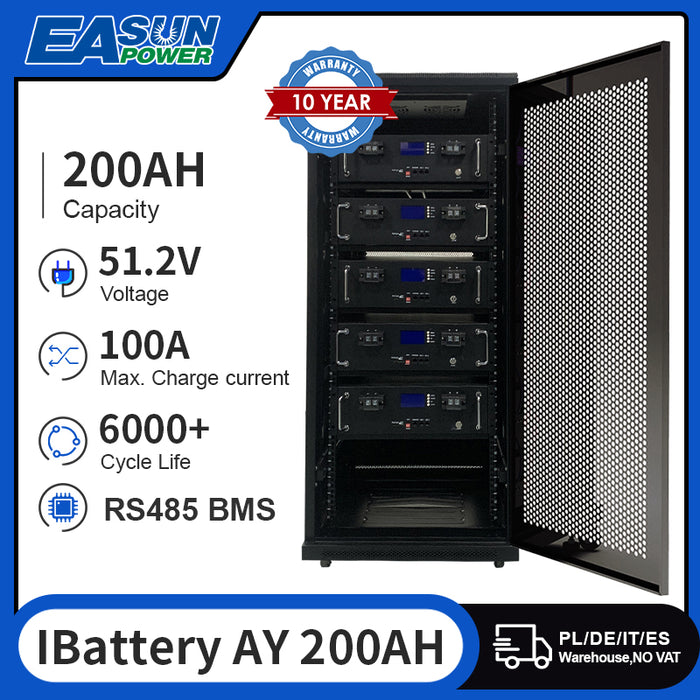 EASUN POWER 48v 51.2v 16S 100Ah 5KW Lifepo4 Lithium Li-ion Battery Pack Parallel 15p 6000+ Cycle CAN RS485 BMS