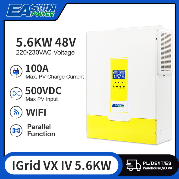 EASUN POWER Hybrid Solar Inverter 5.6KW 450Vdc PV 100A MPPT Parallel Inverter 230V 48V Pure Sine Wave Hybrid Inverter Battery Charger