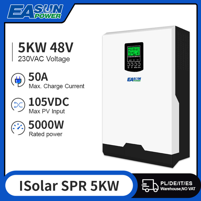 EASUN POWER 5KW Solar Inverter 220VAC Output Pure Sine Wave 50A PWM 48V Solar Charge Controller With 60A AC Charge