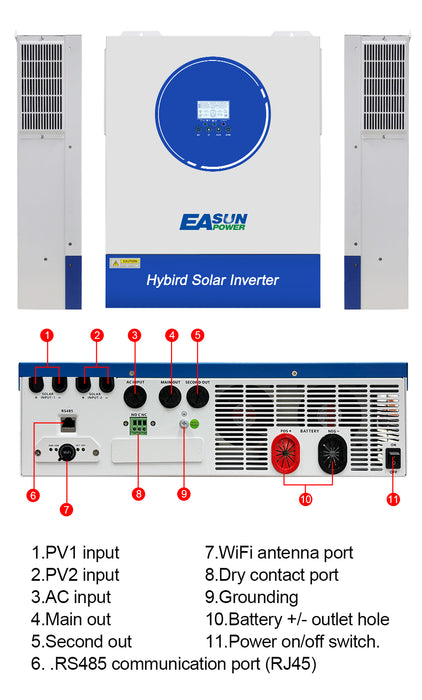 EASUN 11000W Off Grid inverter 160A Double MPPT Charger  BMS with WIFI