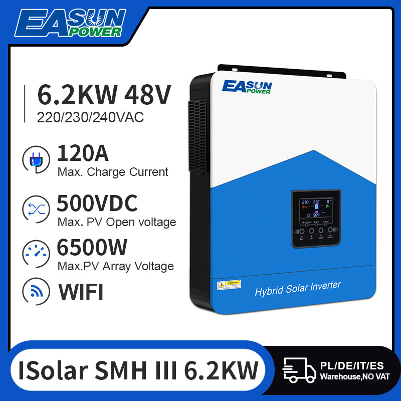 EASUN 6200W Solar Inverter Build in 120A MPPT Charger Pure Sine Wave Off Grid inverter