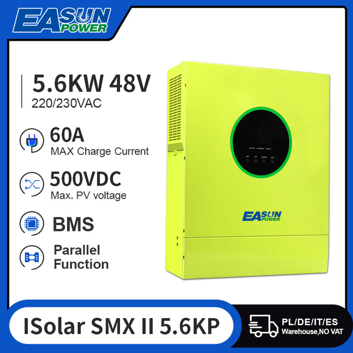 EASUN POWER 5600W Solar Inverter PV Input 500Vdc 80A MPPT Solar Charger 48V 230V Pure Sine Wave Hybrid Inverter With WIFI