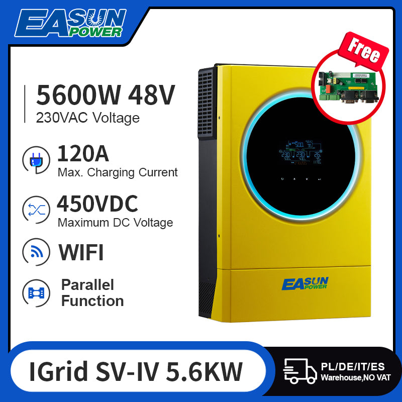 EASUN POWER 5600W Hybrid Solar Inverter MPPT 120A Solar Charger PV Input 6000W