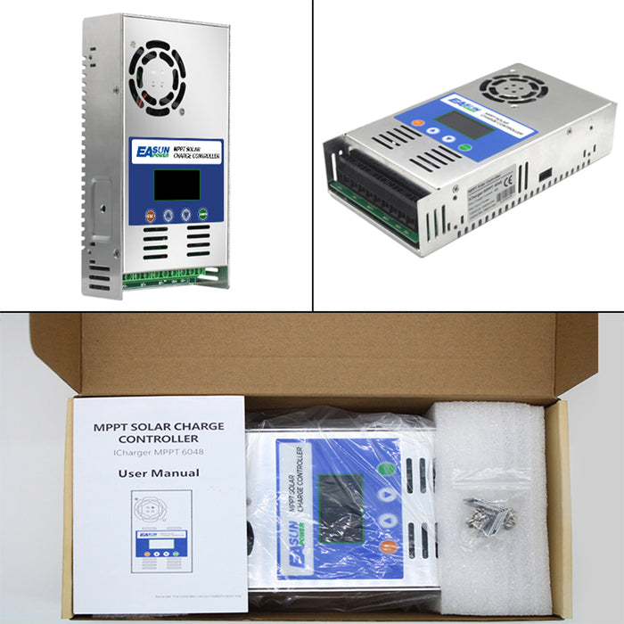 EASUN POWER 60A MPPT Solar Charge and Discharge Controller 12V 24V 36V 48VAuto for Max PV 190VDC Lead Acid Lithium Battery